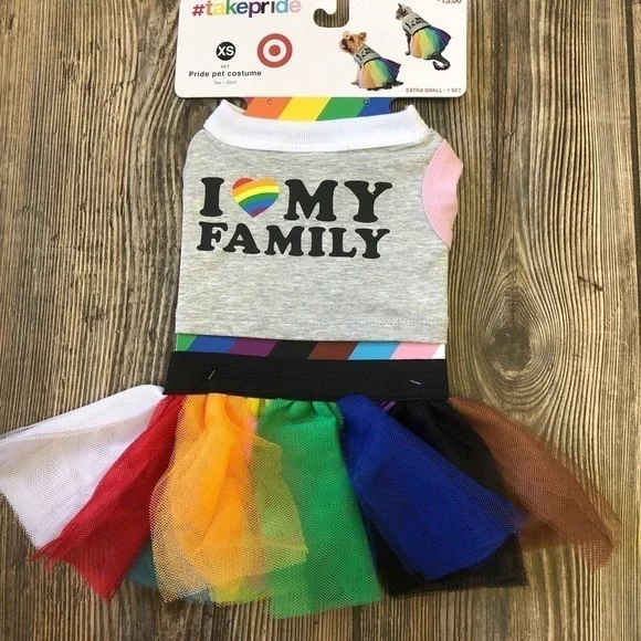 NWT Target I Heart My Family Gay Pride LGBTQ+ Pet Costume Tutu - Picture 2 of 10